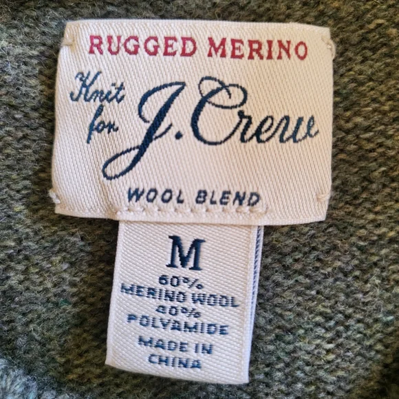 J. CREW Green Crewneck Sweater with Ribbed Collar and Cuffs - M - Picture 2 of 3